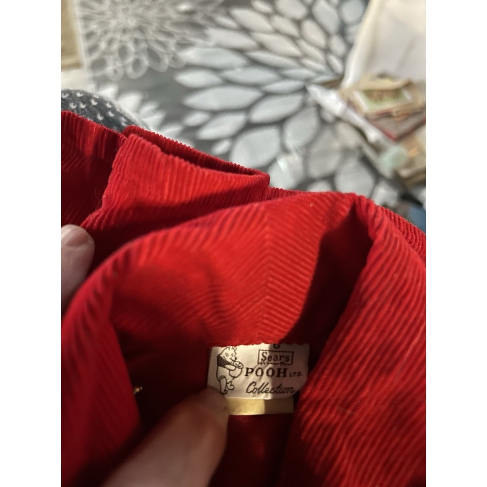 Vintage Winnie The Pooh Red Corduroy Robe, Size 5/6 Sears No Belt